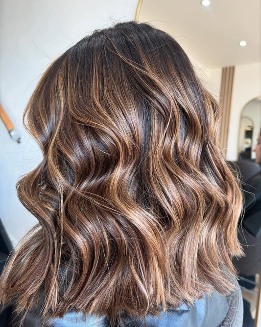 15 Warm-Toned Caramel Balayage with Highlights