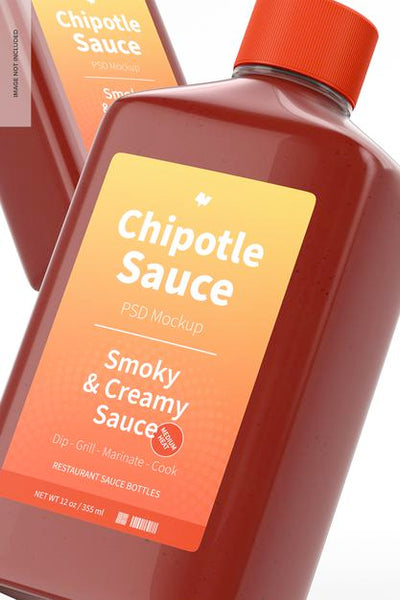 Free 4 Oz Chipotle Sauce Bottle Mockup, Close Up Psd