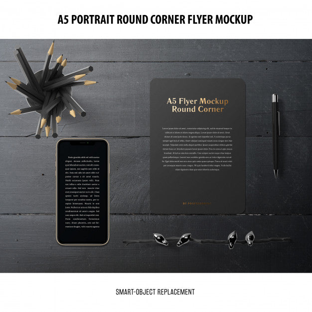 Free A5 Round Corner Flyer Mockup Psd – DreamBundles