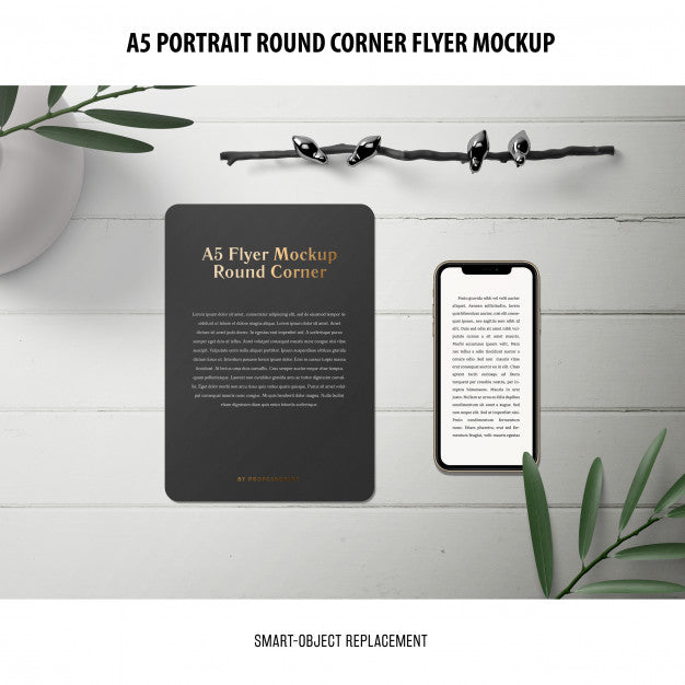 Free A5 Round Corner Flyer Mockup Psd – DreamBundles