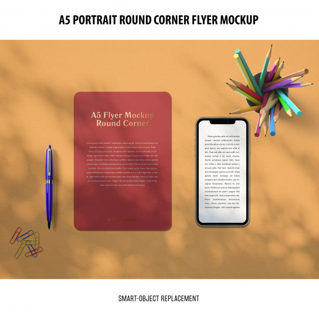 Free A5 Round Corner Flyer Mockup Psd – DreamBundles