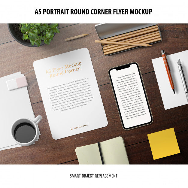 Free A5 Round Corner Flyer Mockup Psd – DreamBundles
