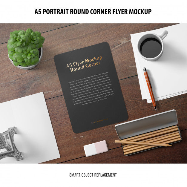Free A5 Round Corner Flyer Mockup Psd – DreamBundles