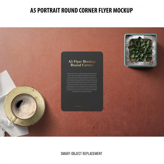 Free A5 Round Corner Flyer Mockup Psd – DreamBundles