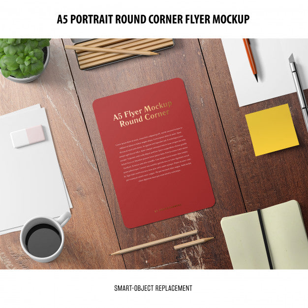 Free A5 Round Corner Flyer Mockup Psd – DreamBundles