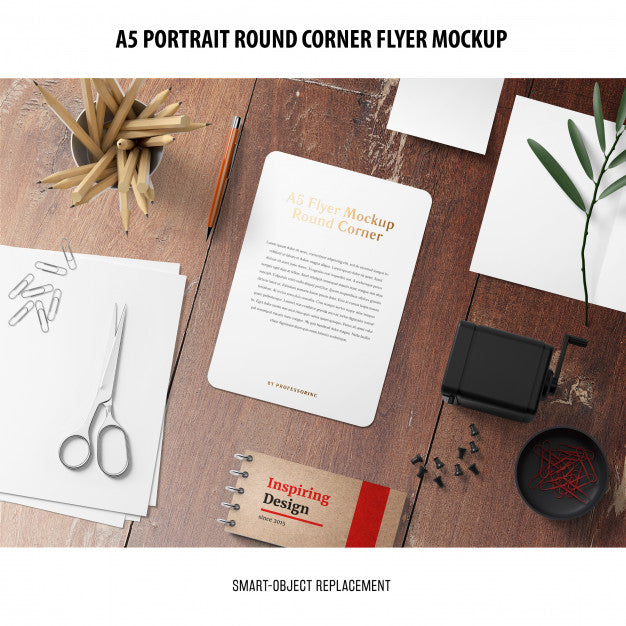 Free A5 Round Corner Flyer Mockup Psd – DreamBundles