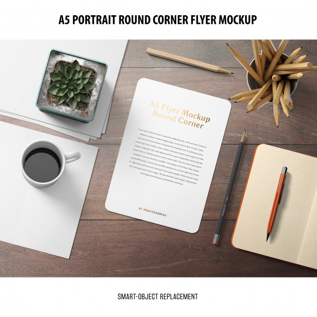Free A5 Round Corner Flyer Mockup Psd – DreamBundles