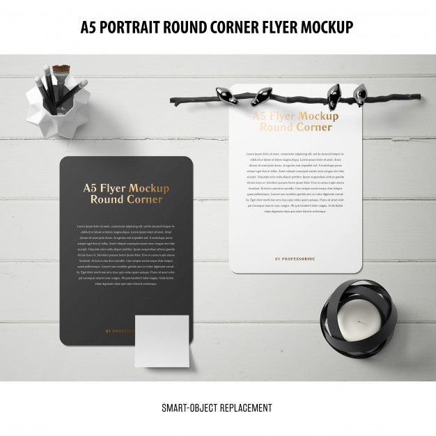 Free A5 Round Corner Flyer Mockup Psd – DreamBundles