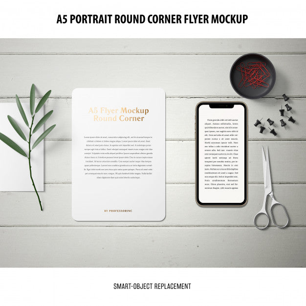 Free A5 Round Corner Flyer Mockup Psd – DreamBundles