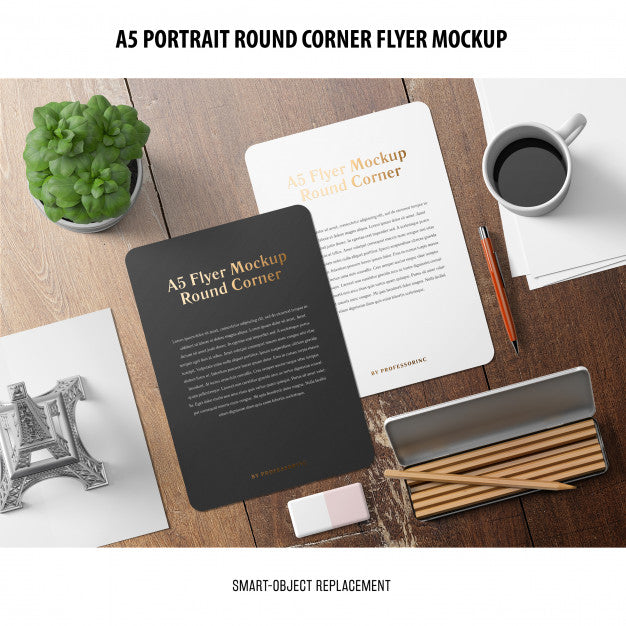 Free A5 Round Corner Flyer Mockup Psd – DreamBundles