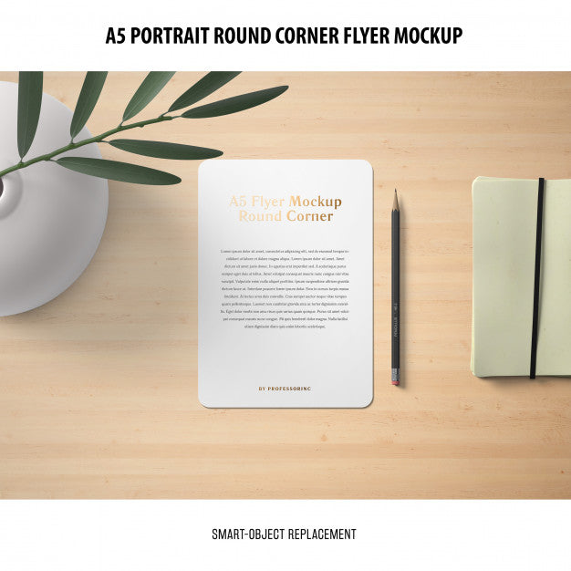 Free A5 Round Corner Flyer Mockup Psd – DreamBundles