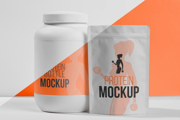 Free Protein Powder Packaging Bottle Mockup (PSD)