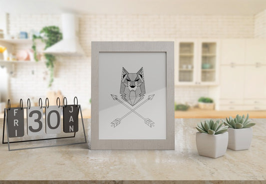 Free Decorative Frame Mockup On Table At Home Psd