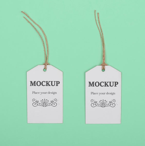 Free Eco Tags On Green Background Top View Psd