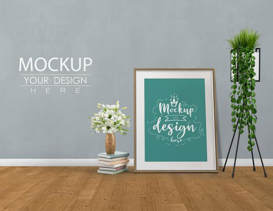 Free Empty Wall And Frame Mock Up With Home Decorating In The Living Room Modern Interior. Mockup Ready To Use Psd
