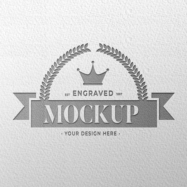 Logo Mockup, Silver Embossed Logo