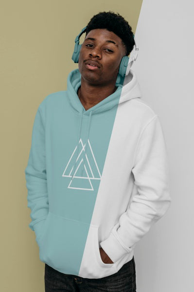 Free Front View Of Stylish Man In Hoodie With Headphones Psd