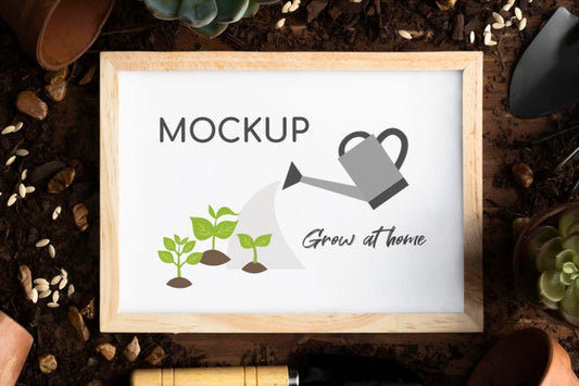 Free Home Gardening Assortment With Frame Mock-Up Psd