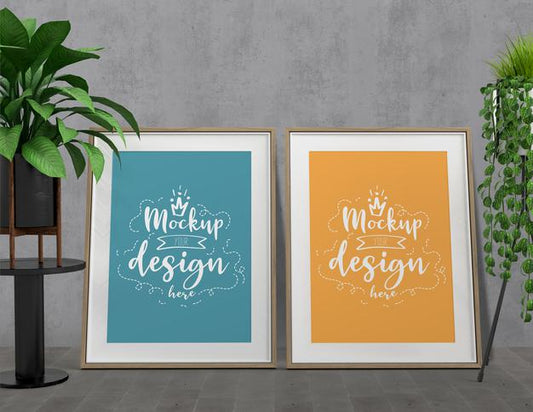 Free Mockup Poster Frame With Home Decorating In The Living Room Modern Interior. Mockup Ready To Use Psd