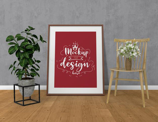 Free Mockup Poster Frame With Home Decorating In The Living Room Modern Interior. Mockup Ready To Use Psd