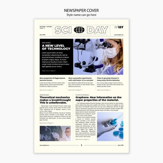 Free Newspaper Scientific Article Cover Template Psd