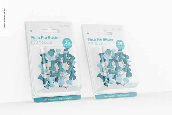 Free Push Pin Blister Mockup, Leaned Psd