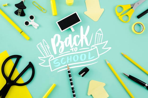 Free Top View Back To School With Blue Background Psd – DreamBundles