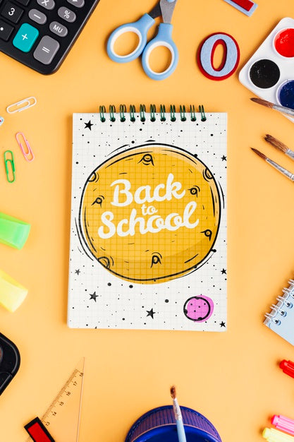 Free Top View Back To School With Notepad Psd – DreamBundles