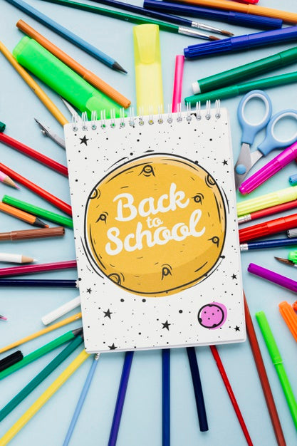 Free Top View Back To School With Notepad Psd – DreamBundles