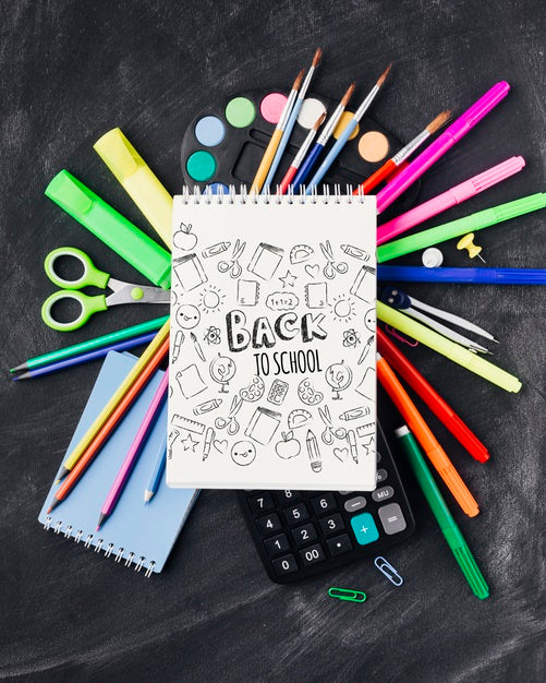 Free Top View Back To School With Notepad Psd – DreamBundles
