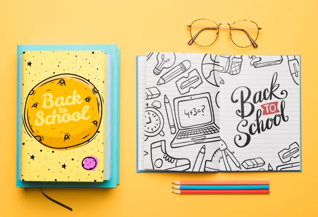 Free Top View Back To School With Open Notebook Psd – DreamBundles