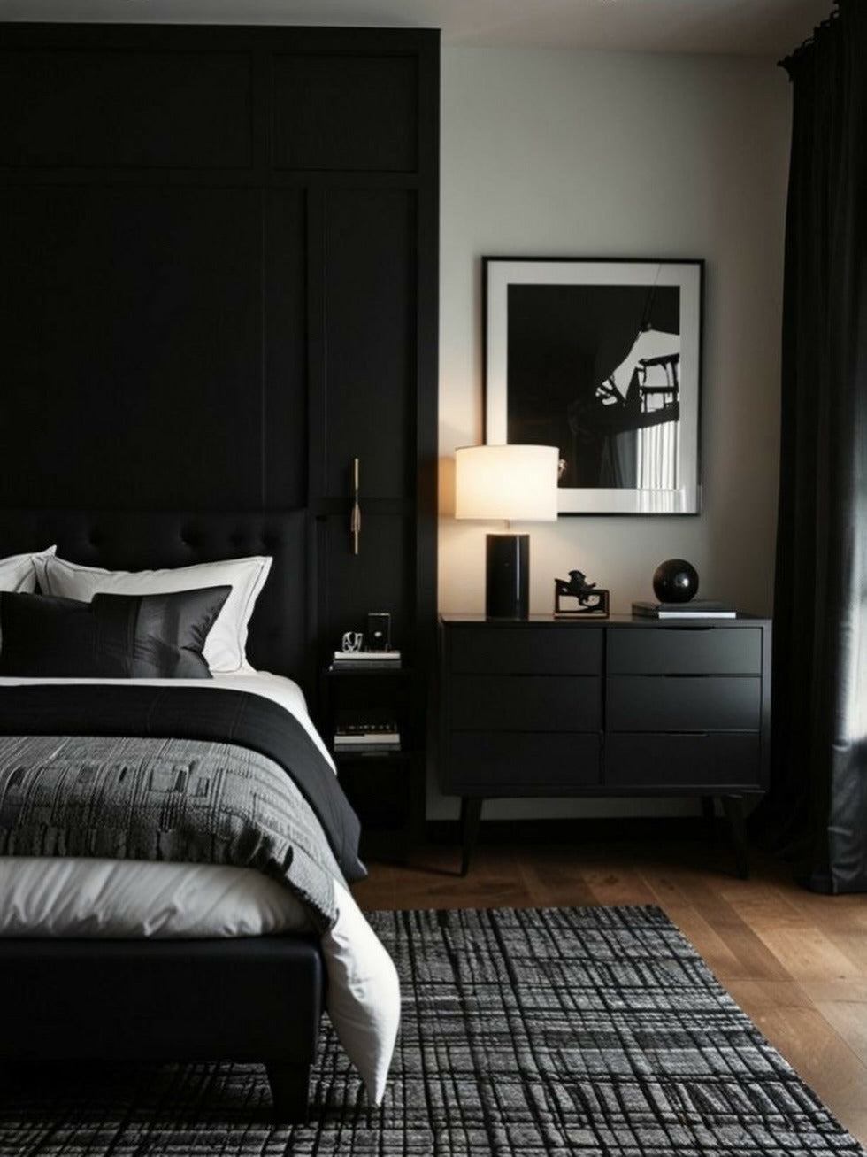 15 Stylish Gray, Black and White Bedrooms 2026