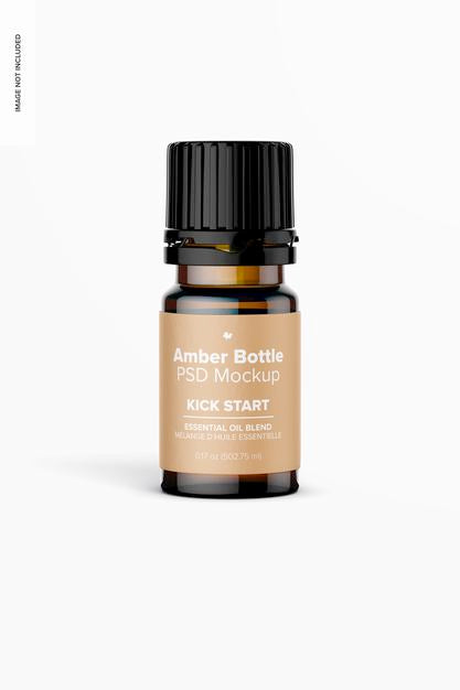 Free 0.17 Oz Amber Bottle Mockup Psd