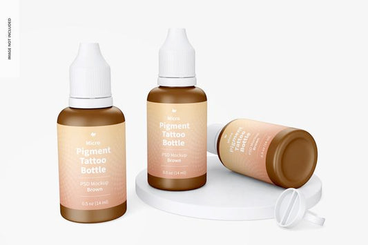 Free 0.5 Oz Micro Pigment Tattoo Bottles Mockup Psd