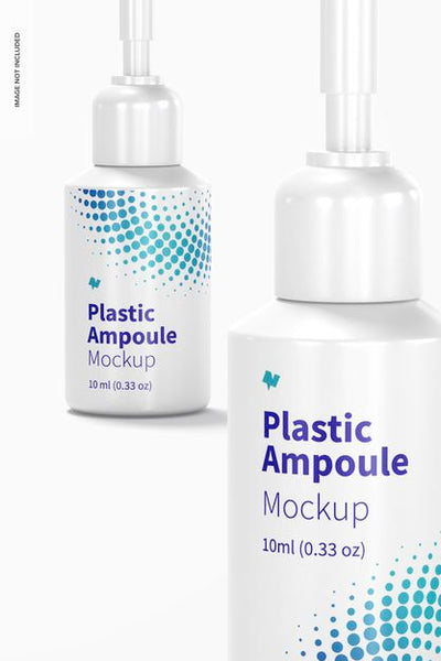 Free 10 Ml Plastic Ampoules Mockup, Close Up Psd