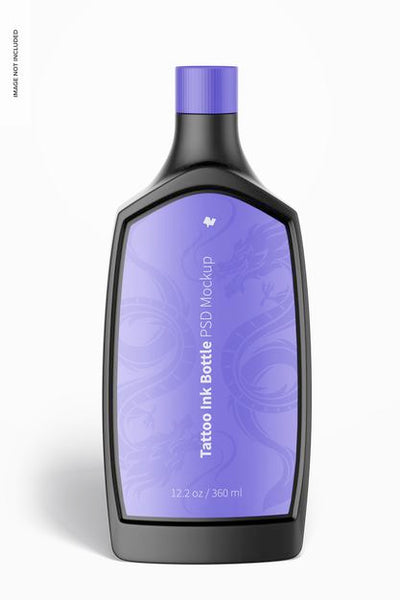 Free 12.2 Oz Tattoo Ink Bottle Mockup, Front View Psd