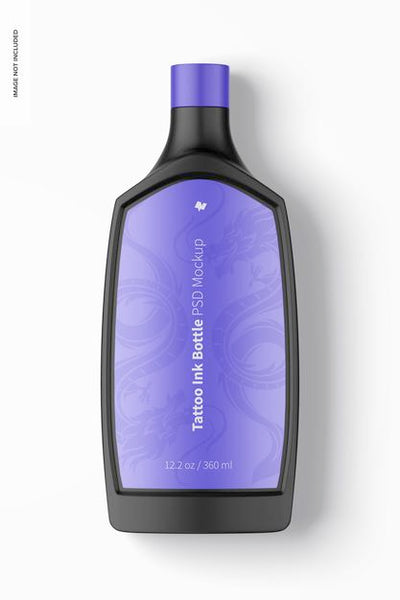 Free 12.2 Oz Tattoo Ink Bottle Mockup, Top View Psd