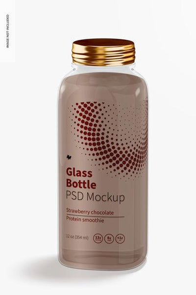 Free 12 Oz Glass Bottle Mockup, Front View Psd