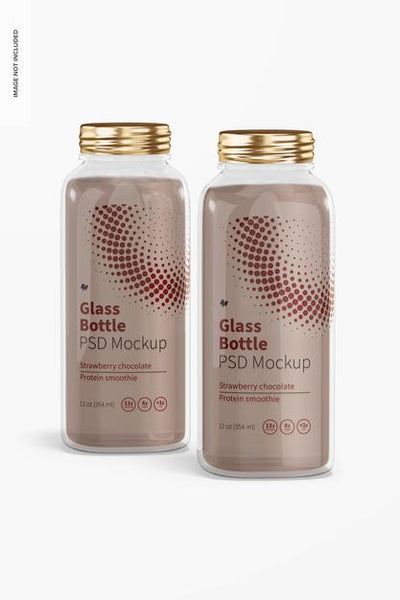 Free 12 Oz Glass Bottles Mockup Psd