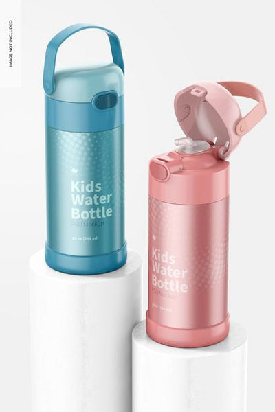 Free 12 Oz Kids Water Bottles Mockup Psd