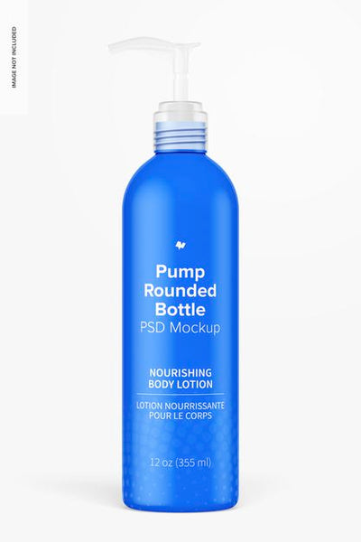 Free 12 Oz Pump Rounded Bottle 02 Mockup Psd