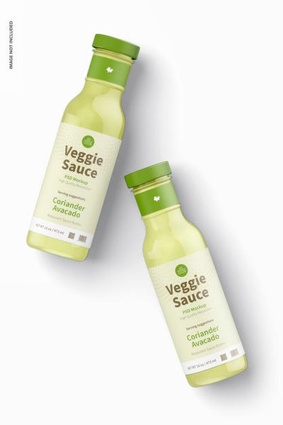 Free 12 Oz Veggie Sauce Bottle Mockup Psd