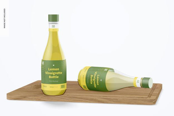 Free 14.5 Oz Lemon Vinaigrette Bottle Mockup Psd