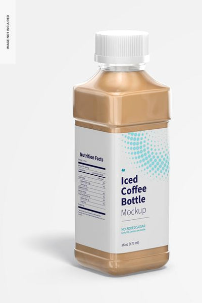 Free 16 Oz Iced Coffee Bottle Mockup Psd