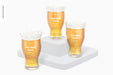 Free 16 Oz Pints Beer Glass Mockup, Perspective Psd