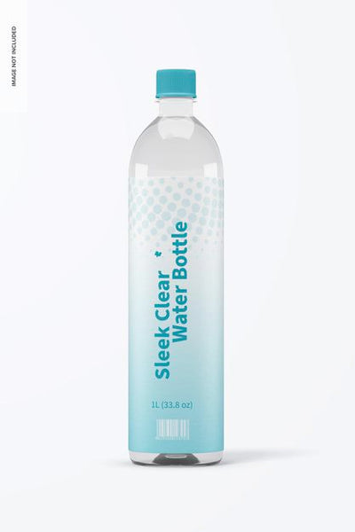 Free 1L Sleek Clear Water Bottle Mockup Psd