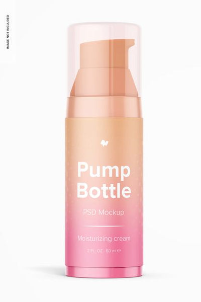 Free 2 Oz Pump Bottle Mockup Psd