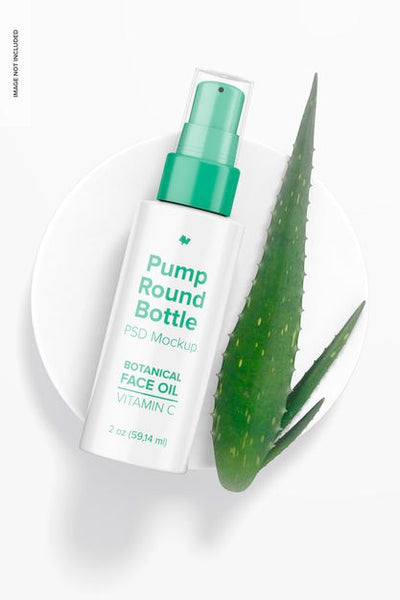 Free 2 Oz Pump Round Bottle Mockup Psd