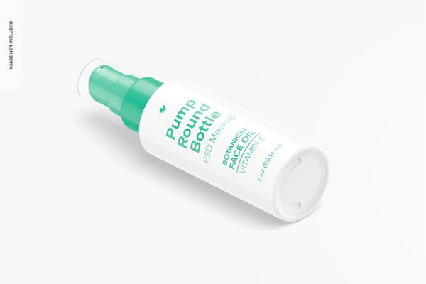 Free 2 Oz Pump Round Bottle Mockup Psd