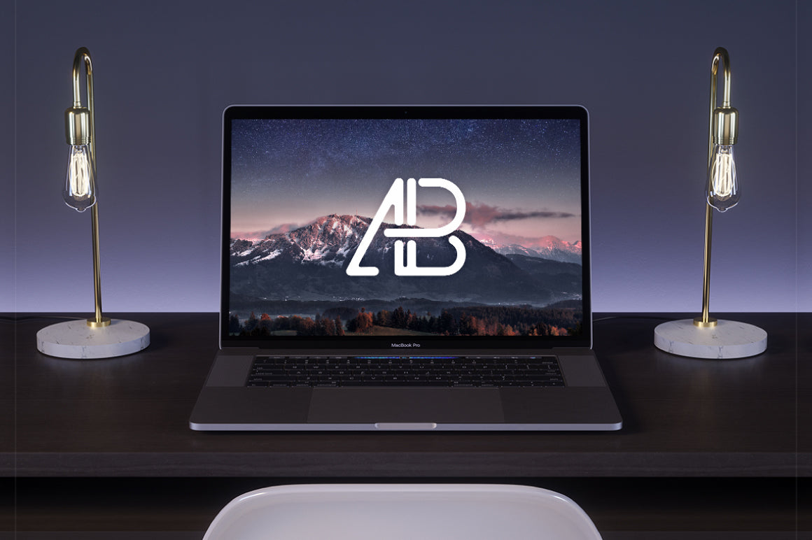 Free 2017 Macbook Pro On Desk Mockup